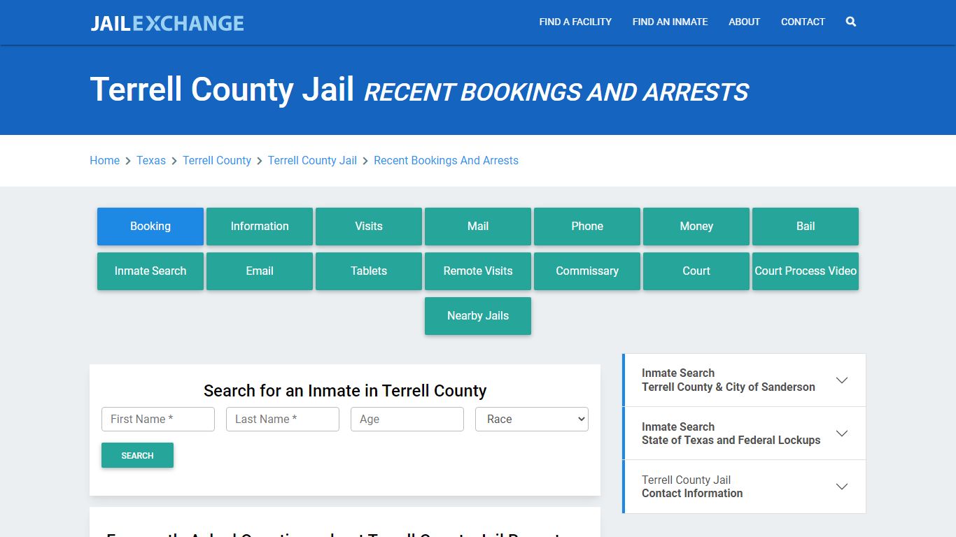 Terrell County Jail Recent Bookings And Arrests - Jail Exchange