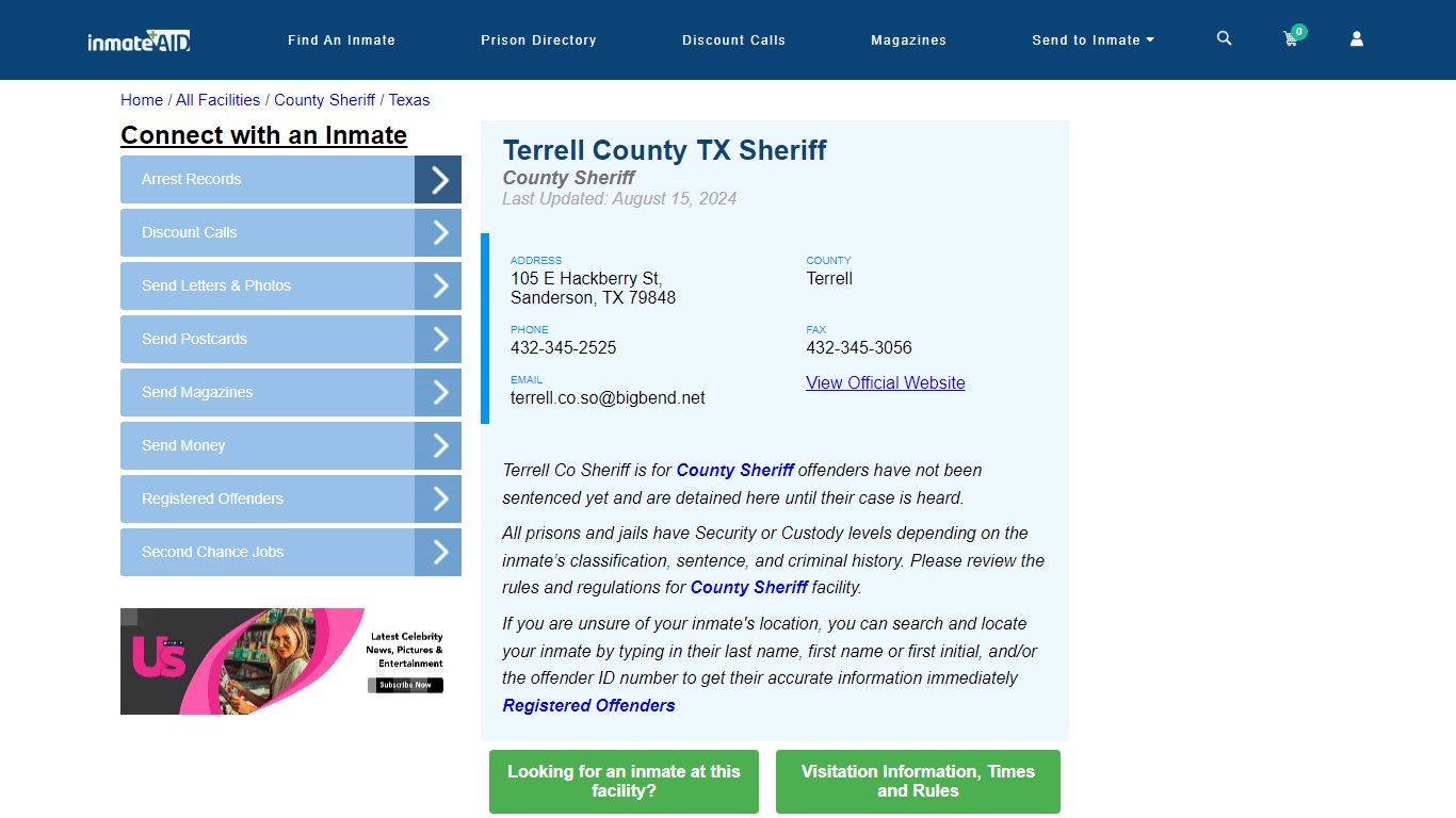 Terrell County TX Sheriff & Arrest Search - InmateAid